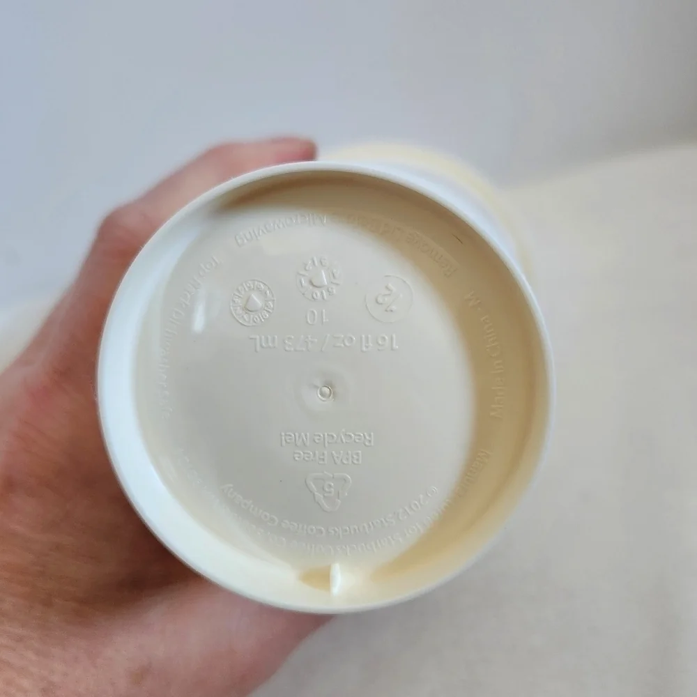 Starbucks 4 Pack Reusable Travel Cold Hot Creamy White Cups With Lids 16 Oz
